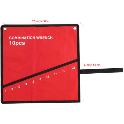 Sac de rangement à outils en toile avec 10 poches, organisateur pratique et robuste avec liens pour système roulable en rouge (1/5)