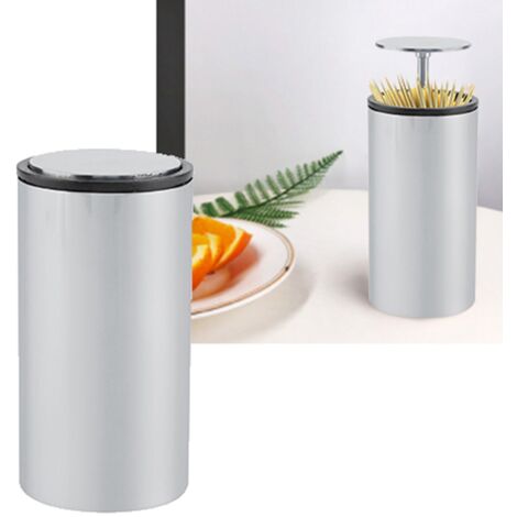 Dispenser de cure-dents automatique en acier inoxydable avec boîtier PP hermétique 10cm x 5cm (1/5)