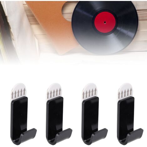 [Étagère mural pour vinyls] + Support acrylique ajustable + Suspendu sans perforation (Lot de 30, noir) (1/5)