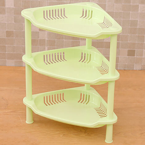 Etagère pour Salle de Bain - Structure Triangulaire à 3 Niveaux - Installation au Sol Sans Outils - PP Résistant Vert (1/2)