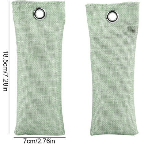 Sac De Bambou Activé Purificateur Air - 2 Sacs Bambou Carbonisé Absorption Odours Maison Voiture Chaussures (Vert Clair, 7x18.5cm) (1/5)