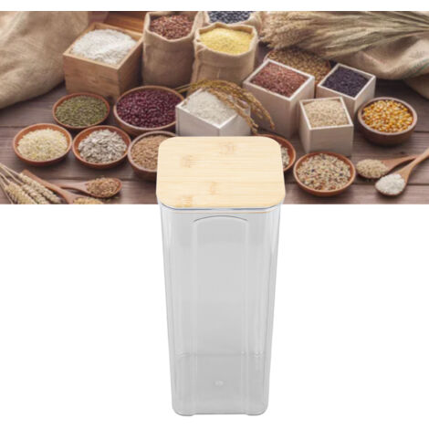 Contenant alimentaire hermétique Jarre de conservation alimentaire transparente avec couvercle en bambou pour nouilles farine céréales riz thé café 2000ml 10.7x25.5cm 4.2x10.0in (1/5)