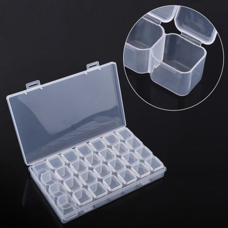 Organisateur de Stockage Transparent PP 28 Compartiments Adjustable pour Tablettes, Médicaments, Bijoux (1/5)