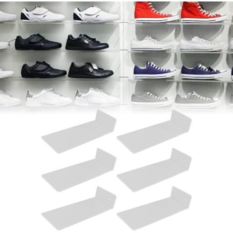 Étagère murale transparente à 6 supports pour sneakers sport - Acrylic Floating Display Shelf - Matériel d'installation inclus (1/5)