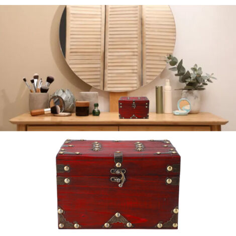 Boîte de Rangement Bois Modèle 6301A-01 Caisson Multifonction Vintage pour Documents et Bijoux [Composite Bois 21.5x15x14cm 750g] (1/5)