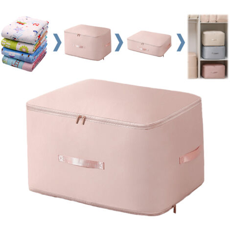 [Sacs de Rangement] Sac de Compression pour Vêtements et Couettes, Grand Format (54x42x30cm), Étanche et Anti-Poussière, Rose Poudré