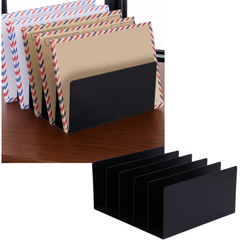 Organiseur de fichiers de bureau à 5 compartiments en métal intégré portable, pour bureau et domicile (1/5)