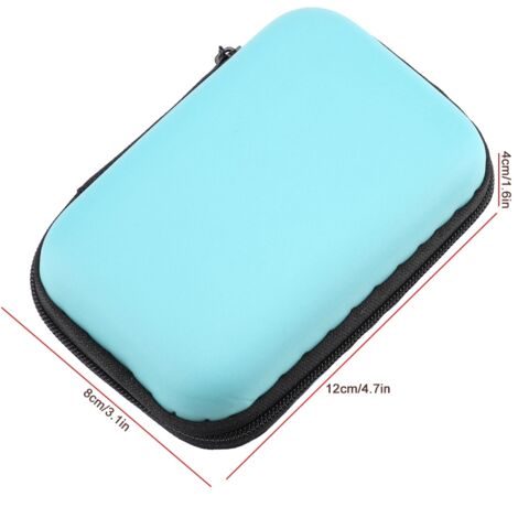 Etui de Transport pour Écouteurs, Style Mini, Bleu, Matière EVA Haute Qualité, Dimensions 12x8x4cm, Léger et Portable, avec Fermeture Zippée et Compartiment Mesh (1/5)