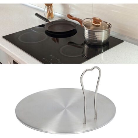 Plaque Diffuseur de Chaleur Induction 18 17.5cm / 6.9in Inox avec Poignée Anti-Chaleur pour Cuisine Gaz Électrique Conversion Induction (1/5)