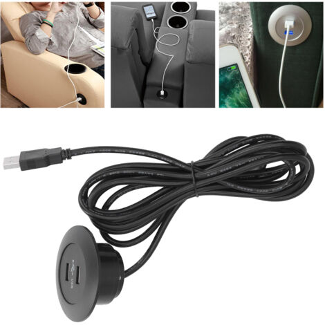 [Secteur de prise USB rechargeable pour sofa] [Recliner Charging Socket] Prise de recharge USB à double port avec installation flush mount, ABS, 5Vx2, diamètre 4.5cm pour sofa et bedside (1/5)