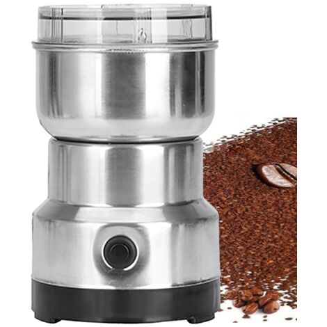 Moulin électrique multifonction pour grains, café et herbes avec couvercle transparent et moteur silencieux - Inox - 200W - 530g