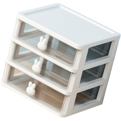 Organisateur de Bureau avec 3 Boîtes de Stockage Transparentes en Plastique pour Fournitures de Bureau et Maquillage – Grande Capacité, Protection Anti-Poussière