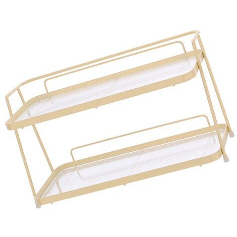 Étagère de Rangement à Deux niveaux Cosmétique pour Bureau Métal Blanc (1/5)