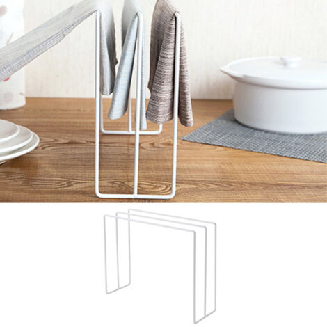 Porte-marrage de lavettes à suspendre en fer vertical, design compact pour cuisine ou salle de bain, rack anti-rouille blanc, capacité 3 niveaux (1/5)