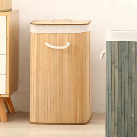 Panier à linge Bambou Folding Laundry Basket Grande capacité 1.7 Origine Couleur Carré ManoMano (1/5)