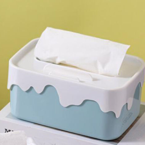 Boîte de rangement pour tissus de bureau multifonction - Élégant boîte organisateur PP bleu pour salon/table café (1/5)