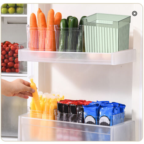 Boîte Organisateur Réfrigérateur PET 9.8x12x12.5cm Capacité Translucide Multifonction Conservation Fruits & Légumes Vert Foncé (1/5)