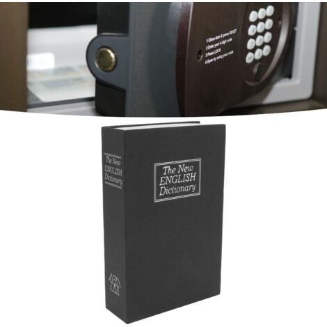 Boîte Sécurité Livre Simulation avec Clé - Coffre Fort Portable pour Argent et Bijoux - Noir, Aluminium, 160mm, 2 Clés