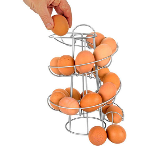 [Organisateur de stockage d'œufs] + [Rack distributeur spiral] + [Porte-œufs] + [En acier, capacité 24 œufs, dimensions 7.5" x 7.5" x 10.63"] (1/5)