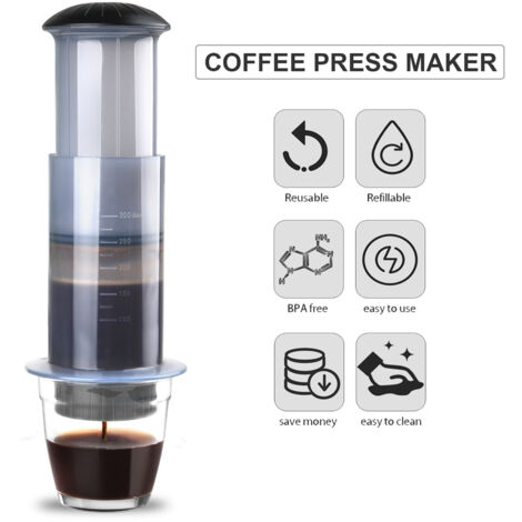 Cafetière manuelle portative Espresso Press Maker avec 50 filtres papier pour café, voyage camping (1/5)