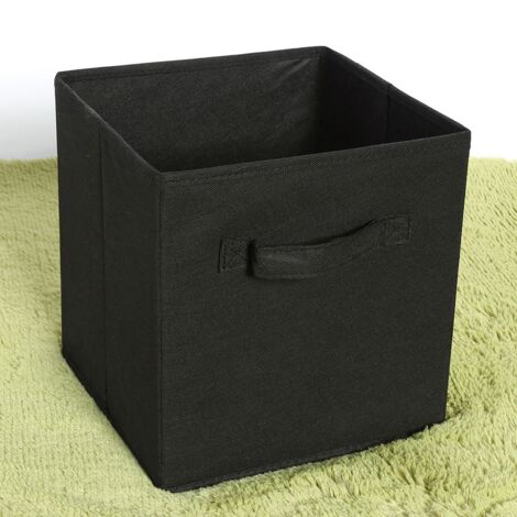 Boîte de rangement pliable en tissu - Panier de rangement réversible en fibres canvas - Cube organisateur de rangement pour vêtements, jouets, produits DIY et articles de maison - 6 Pièces en noir - D (1/3)