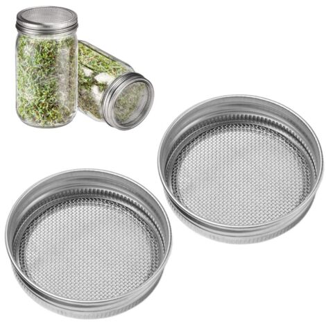 [Accessoire de Germination] Couvercle Filtre en Acier Inoxydable pour Bocaux Standard 70mm/2.8in - 2 Pièces (1/5)