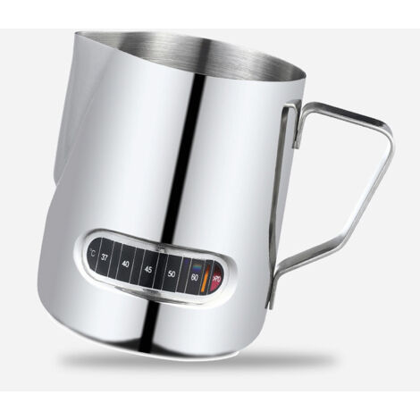 Pichet à lait avec affichage de température 12/20oz 304 stainless steel argent 600ml/350ml pour art latte (1/5)