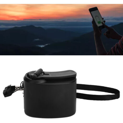 Chargeur USB Manuel Portable pour Camping et Randonnée - ABS/Copper Wire - 60x49x31mm Noir - Alimentation d'Urgence avec Lumière LED Rouge (1/5)