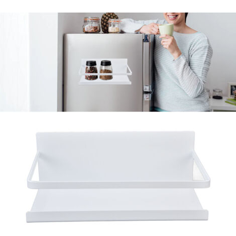 [Organisateur de cuisine] Étagère de rangement magnétique en fer à 1 niveau pour épices, produits et ustensiles blanc 24,5 x 12,2 x 9cm (1/5)