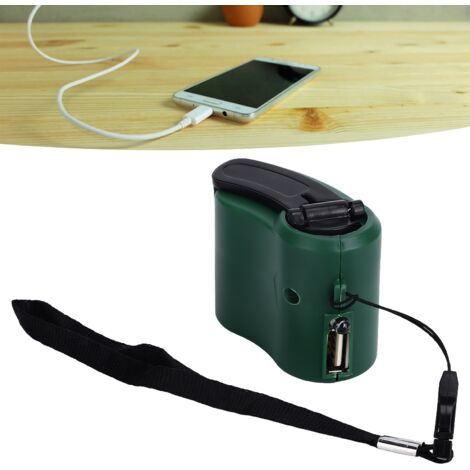 Chargeur USB à Manivelle Portable (ABS/Cuivre) pour Camping/Survie - 5.5V 600mA avec LED Rouge & Cordon 18cm (1/5)