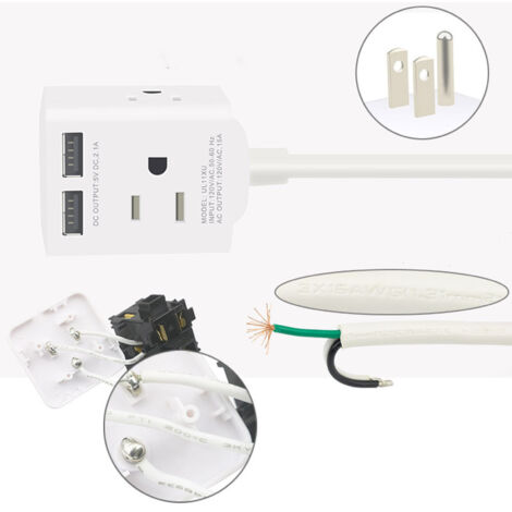 [Multiprise électrique] MultiPlug 15A avec 4 prises AC et 2 ports USB, cube blanc PC sécurité enfant CE/RoHS pour voyage USA-Canada-Japon (1/5)