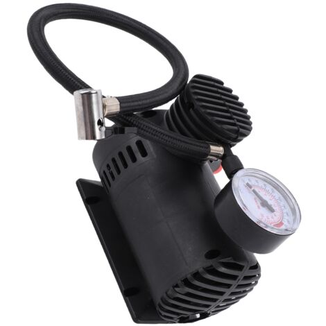 Mini Air Compressor pour Vélo et Ballons, Pompe à Air Portable 12V 300 PSI avec Jauge, Noir ABS 12x13.5x7cm, 415g (1/5)