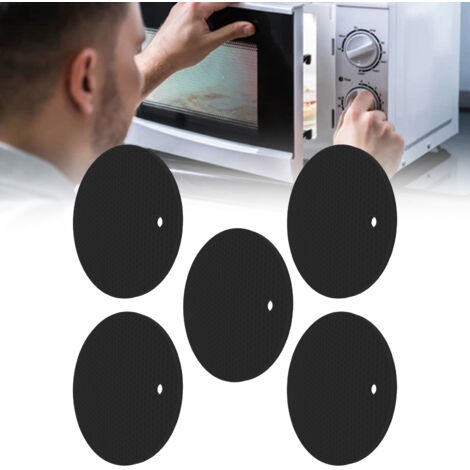 Lot Potente: Set de 5 Tapis de Cuisson Silicone Résistants et Anti-Dérapage, Diamètre 180mm, Noir (1/5)