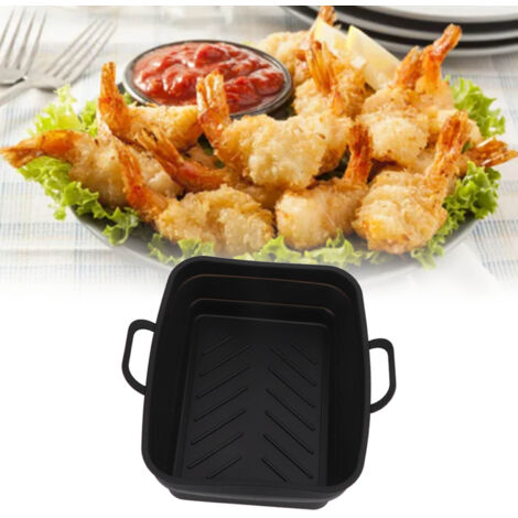 2 Pièces Bac Silicone pour Air Fryer Rectangulaire avec Poignée - Résistant à 440°F, Recyclable, Facile à Nettoyer (1/5)