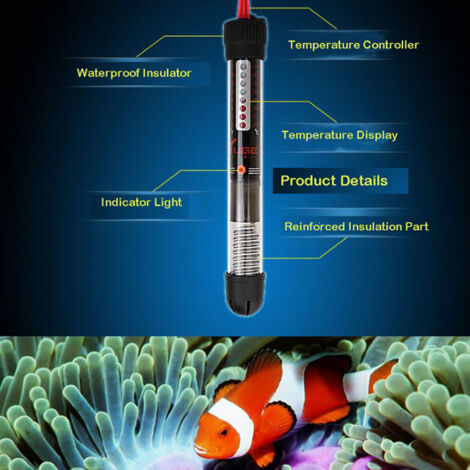 Chauffeur Aquarium 50W Mano Heater 50WT - Contrôle Température Automatique 20-34℃, Tube Verre Explosion-Proof, Submersible Pour Réservoirs Frais/Salins 20.53cm (1/5)
