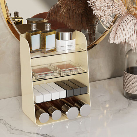 Étagère Cosmétique Organisateur Multilayer avec Diviseurs Amovibles Material PET et PS Color Beige Hauteur Libre pour Hautes Bottes (1/5)