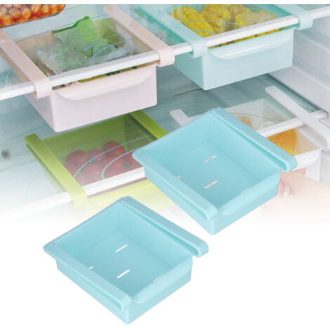Organisateur de réfrigérateur - 2 pcs ABS avec 5 trous de ventilation et drainage - Intégré handle pour rangement légumes et condiments (1/5)