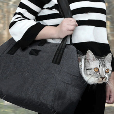 [Sac de Transport pour Animaux] Animal Carrier Bag Premium [Modèle: Travel] [Transportable Sac Durable] Noir 30x38x17cm avec coussin chauffant USB 3 niveaux pour chat et chien (1/5)