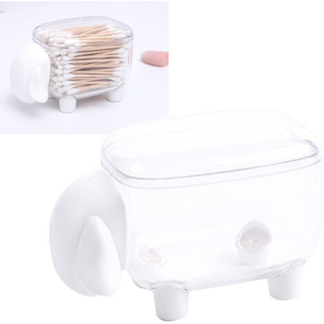 Porte-coton Mouton Design Transparent Boîte de Rangement Toothpick Décor Maison Blanc (1/5)