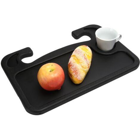 Plateau multifonction pour voiture, tableau de bord, plateau de repas avec porte-gobelet et tablette pour écriture ou laptop - ABS durable, 42x28cm, noir (1/5)