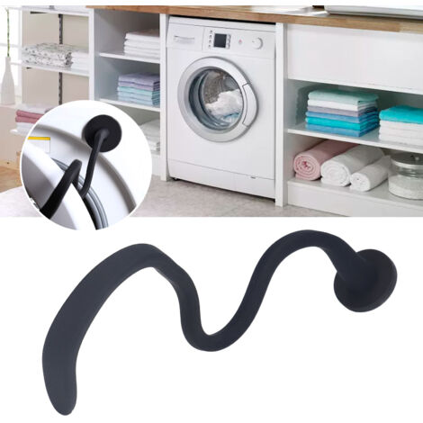 Support pour Porte de Lave-linge Flexible à Magnetisme Fort - Modèle Universel pour Machines Frontales Noir (Alliage Aluminium + Silicone, 43cm) (1/5)