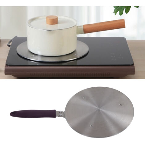 Plaque Adaptateur Induction Stainless Steel Diffuseur de Chaleur avec Handle Violet - Accessoire Cuisine pour Pots Céramique et Fer 19.5cm (Incluse: 1 Pièce) (1/5)