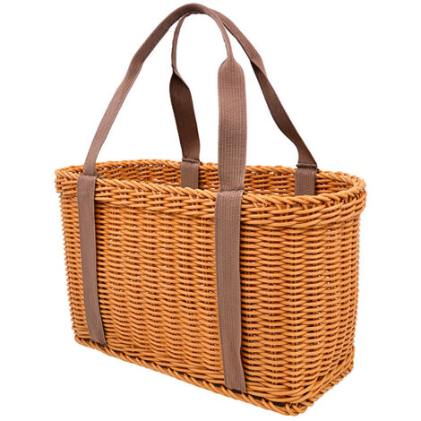 Panier Fleurs Imitation Rattan avec Poignée - Panier Multifunction Stockage Camping Picnic Fête - [Type: Panier Imitation Rattan] + [Model: PFMR] + [Color: Brown] + [Size: 35 x 11 x 32 cm] + [Weight:  (1/5)