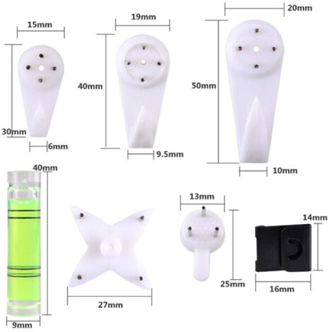 Kit de suspension invisible pour cadres photos – 47 pièces – Fixation sans trace pour murs (1/4)