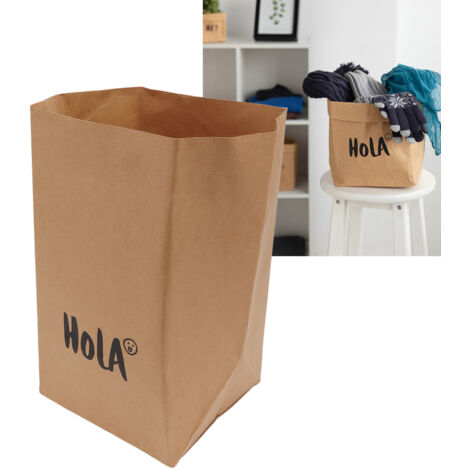 Poche Paper Bag Kraft Lavable Grande Capacité Sac Rangement Kitchen Extra Large Design HOLA Élément Déco