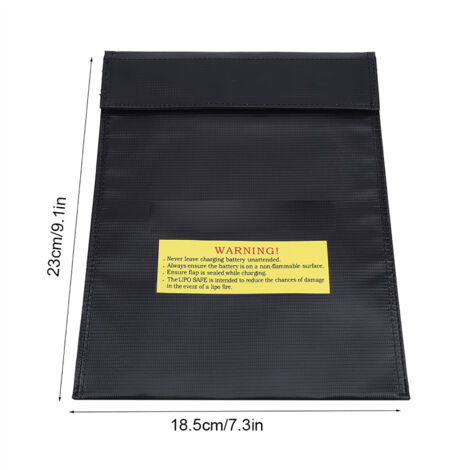 Sac de Chargement Antiflamme pour Batteries LiPo - Sac de Sécurité Portable 2 Tailles - Pouch en Tissu Antiflamme (Noir S) (1/5)