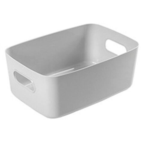 Panier de rangement bureau PP avec anses - Boîte organisatrice pour cosmétiques et articles divers grand gris - Corbeille de ménage multifonction (1/5)