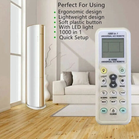 Télécommande Universelle Air Conditionneur 1000 en 1 [Télécommande Air Conditionneur] + [Multifunction] + [Plastique Écologique] + [Batteries Incluses] + [Légère et Portable] (1/5)