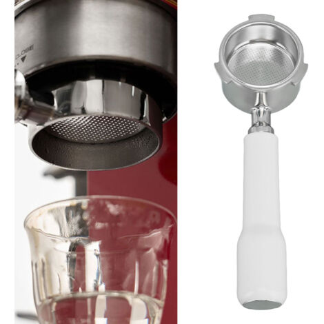 Portafiltre à Café Naked Bottomless avec Panier Filtrant en Inox 51mm pour Machine Espresso Delonghi DEDICA ARTE et EC0680/EC0685 - Manette Blanc Plastique C2 (1/5)