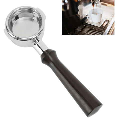 Portafilter cafetière avec manche bois 58mm pour machine expresso commerciale sans fond en aluminium alliage avec filtre basket Expobar (1/5)